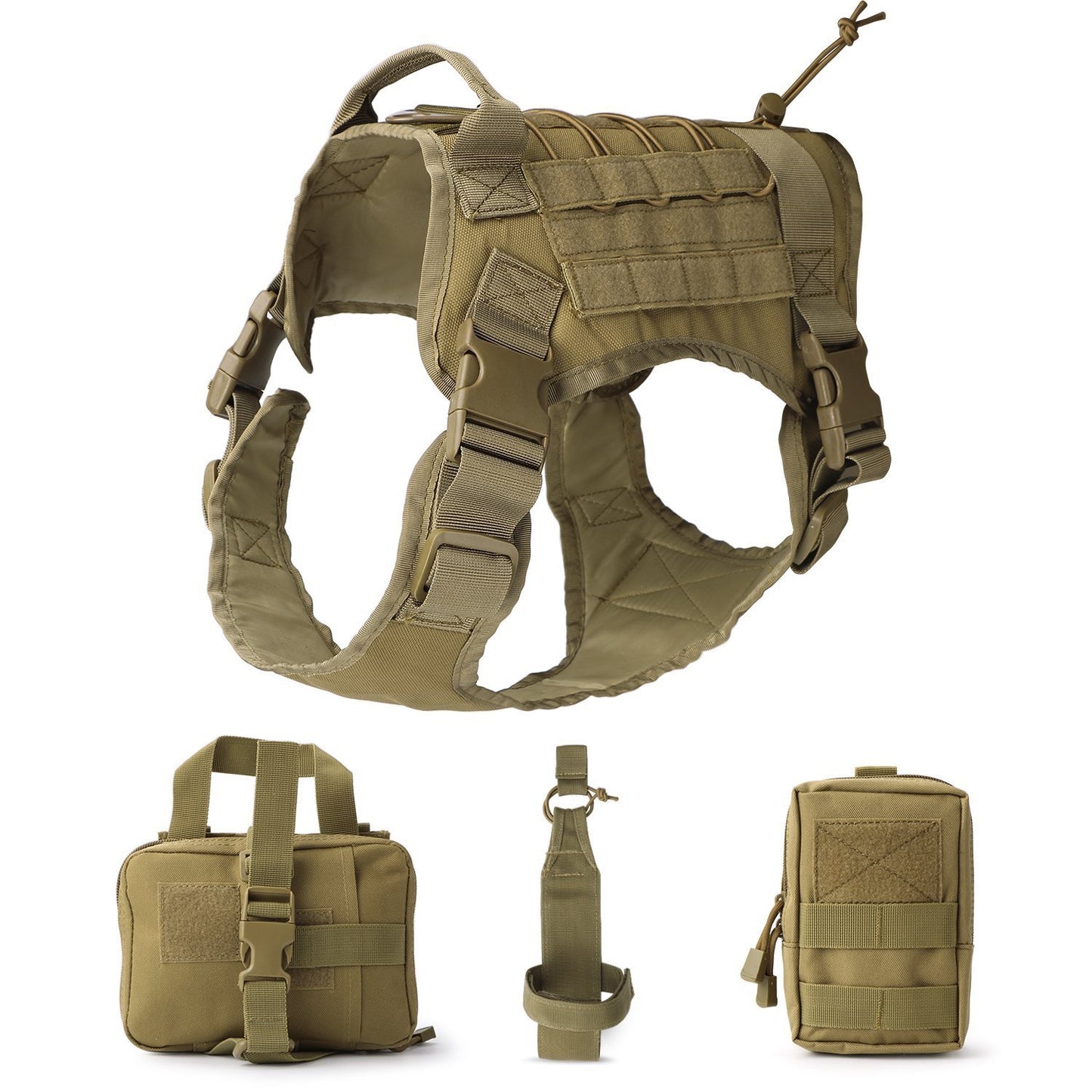 BAOTAC Tactical Dog Harness sets for Medium L and XL Dogs  with Handle, Service Dog Vest with Molle  Panels