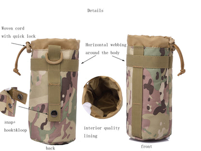 BAOTAC Top Drawstring Water Bottle Holder, Upgraded 1000D Nylon Tactical Molle Water Bottle Pouch, Sports Water Bottle Bag